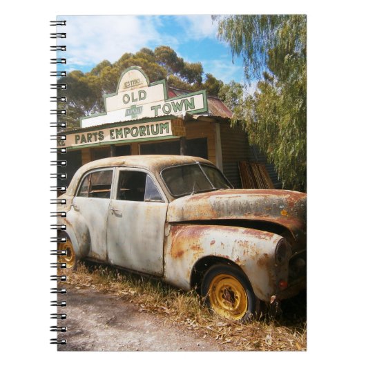 Vintage Car and Garage, Notebook Notizblock (Vorderseite)