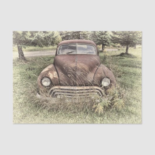 Vintage Car Antibes Altes Rustikales Sepia Seidenpapier (Vorderseite)