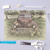 Vintage Car Antibes Altes Rustikales Sepia Seidenpapier (Handwerk)