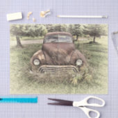 Vintage Car Antibes Altes Rustikales Sepia Seidenpapier (Handwerk)