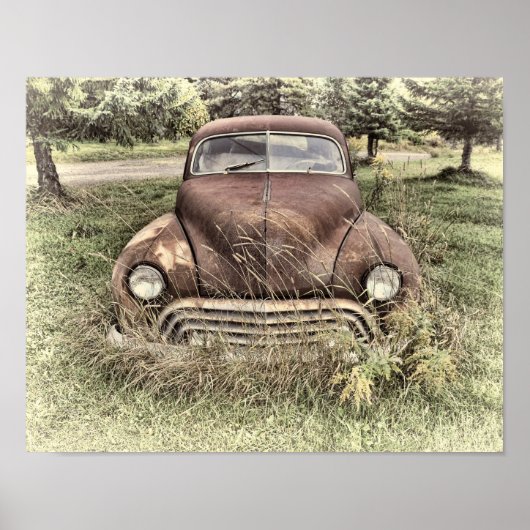 Vintage Car Antique Altes Rustikales Sepia Land Poster (Vorne)