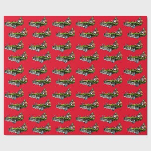 Vintage Car Black Santa! Geschenkpapier