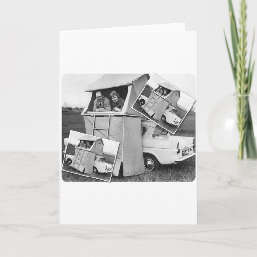 Vintage Car Camping Caravan Karte (Vorderseite)