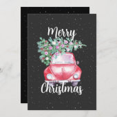 Vintage Car Christmas Feiertagskarte (Vorne/Hinten)