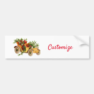 Vintage Car Christmas Mistletoe Thunder_Cove Autoaufkleber