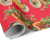 Vintage Car Christmas Mistletoe Thunder_Cove Geschenkpapier (Rolleneckpunkt)