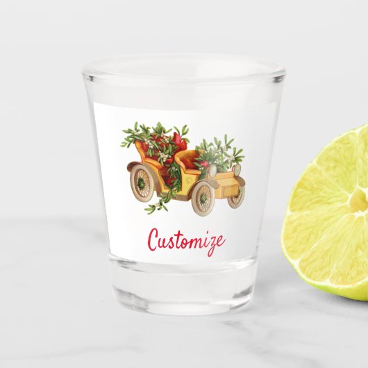 Vintage Car Christmas Mistletoe Thunder_Cove Schnapsglas (Vorderseite)