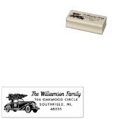 Vintage Car Christmas Tree Monogram Adresse Gummistempel (Stempel)