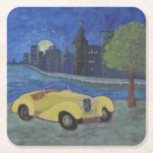 Vintage Car City Scene Party Untersetzer