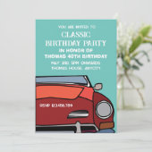 Vintage Car Classic Geburtstagsparty Einladung (Stehend Vorderseite)