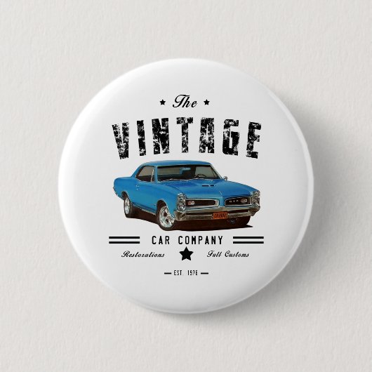 Vintage Car Company Blue GTO Button (Vorderseite)