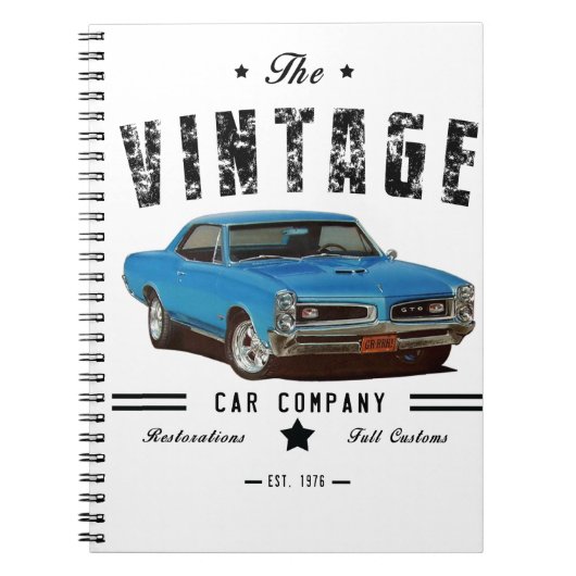 Vintage Car Company Blue GTO Notizblock (Vorderseite)