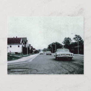 Vintage Car Driving on Road Postcard Postkarte