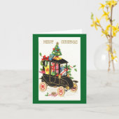 Vintage Car Frohe Weihnachten Karte (Gelbe Blume)