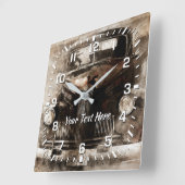Vintage Car Grafischer Text Quadratische Wanduhr (Winkel)