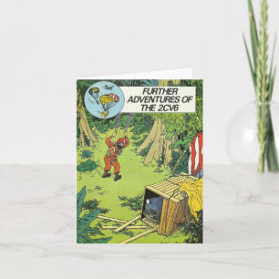 Vintage car greetings card   Citroen 2   French Karte