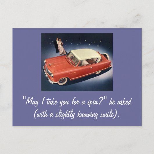 Vintage Car "Gute Nacht, Irene!" Postkarte (Vorderseite)