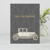 Vintage Car Illustration der 1800er Jahre Einladung (Stehend Vorderseite)