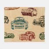 Vintage Car Illustration Hintergrundmuster Fleecedecke (Vorderseite (Horizontal))