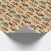 Vintage Car Illustration Hintergrundmuster Geschenkpapier (Ecke)