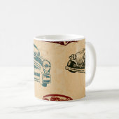 Vintage Car Illustration Hintergrundmuster Kaffeetasse (VorderseiteRechts)