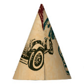 Vintage Car Illustration Hintergrundmuster Partyhütchen (Rückseite)