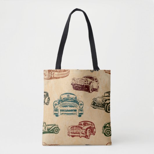 Vintage Car Illustration Hintergrundmuster Tasche (Vorderseite)