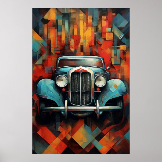 Vintage Car Malerei Abstrakte Kunst Poster (Vorne)