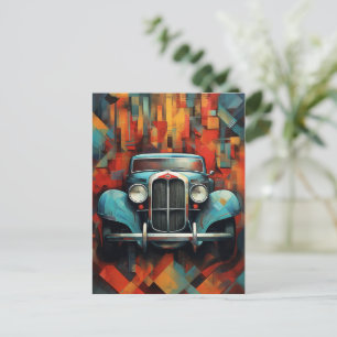 Vintage Car Malerei Abstrakte Kunst Postkarte