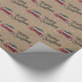 Vintage Car Merry Christmas Wrapping Paper Geschenkpapier (Ecke)