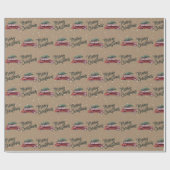 Vintage Car Merry Christmas Wrapping Paper Geschenkpapier (Flach)