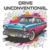 Vintage Car mit farbenprächtigen Paint Splash Aufkleber (Vorderseite)