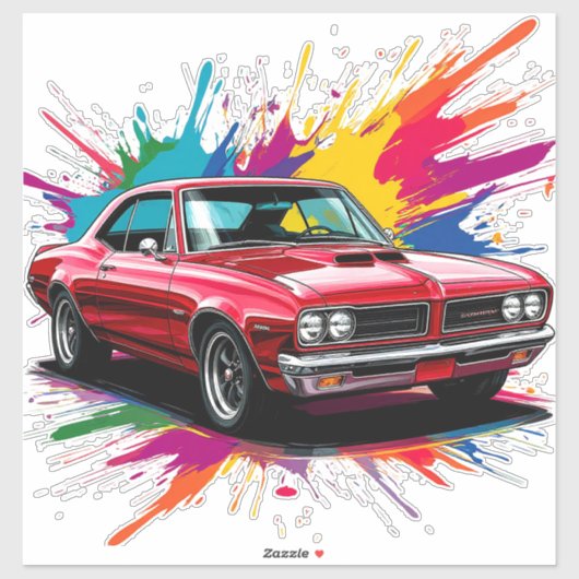 Vintage Car mit farbenprächtigen Paint Splash Aufkleber (Blatt)