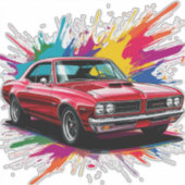 Vintage Car mit farbenprächtigen Paint Splash Aufkleber (Vorderseite)