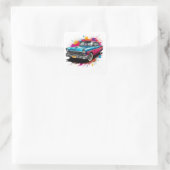 Vintage Car mit farbenprächtigen Paint Splash Quadratischer Aufkleber (Tasche)