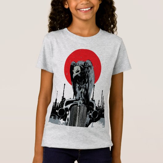 Vintage Car mit roter Sonne T-Shirt (Vorderseite)