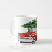 Vintage Car mit Weihnachtsbaum Kaffeetasse (Vorderseite Links)