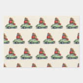 Vintage Car mit Weihnachtsgeschenkpapier Geschenkpapier Set (Vorderseite)