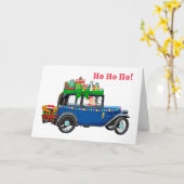 Vintage Car mit Weihnachtskarte Karte (Gelbe Blume)