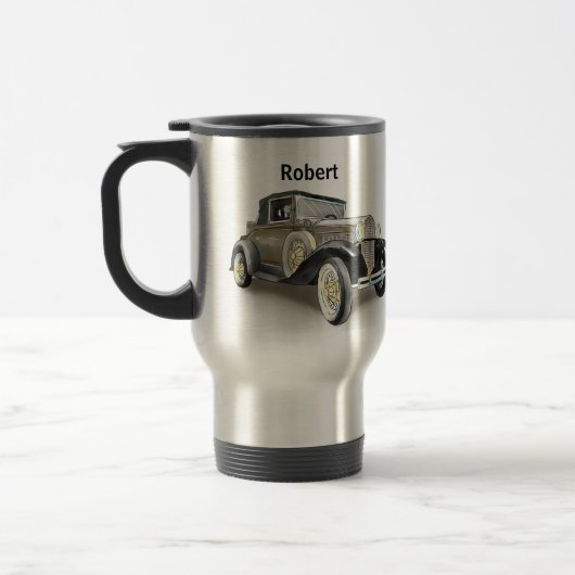 Vintage Car - Name hinzufügen - Kaffee  Reisebecher (Links)