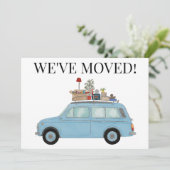 Vintage Car Neue Adresskarte Ankündigung (Stehend Vorderseite)