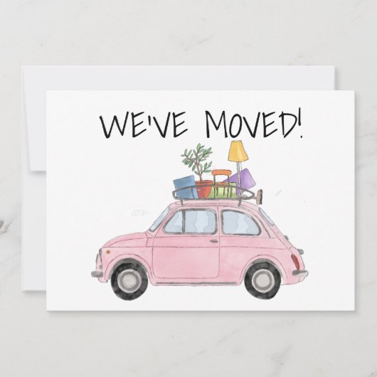 Vintage Car Neue Adresskarte Ankündigung (Vorderseite)