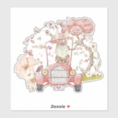 Vintage Car Niedlich Bunny Botanic Baby Girl Aufkleber (Blatt)