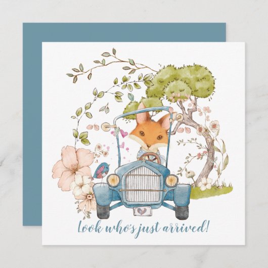 Vintage Car Niedlich Fox Boy Geburtserklärung (Vorne/Hinten)