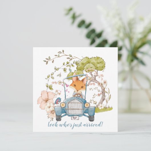 Vintage Car Niedlich Fox Boy Geburtserklärung (Stehend Vorderseite)