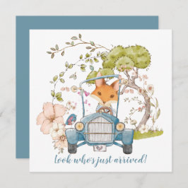 Vintage Car Niedlich Fox Boy Geburtserklärung