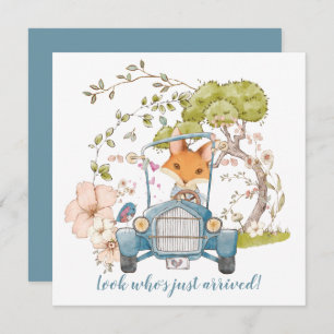 Vintage Car Niedlich Fox Boy Geburtserklärung