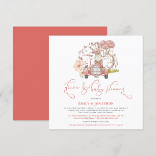 Vintage Car Niedlicher Bunny Coral Drive by Baby D Einladung