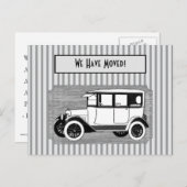 Vintage Car on Gray Streifen Änderung der Adresse Ankündigungspostkarte (Vorne/Hinten)