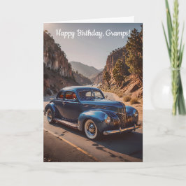 Vintage Car on Mountain Road Geburtstag Karte